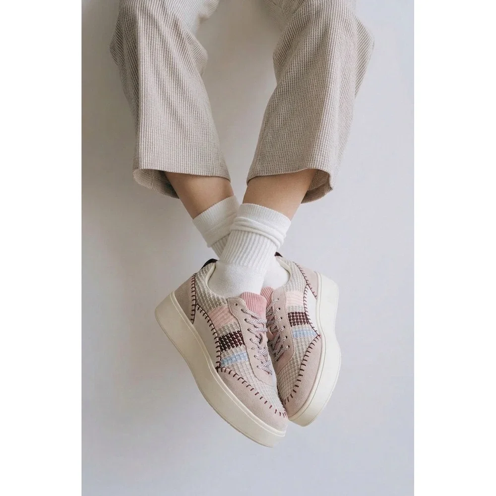Sanctuary Peace Womens‎ Patchwork Platform Sneakers Cream Mushroom SA-PEACE 9M
